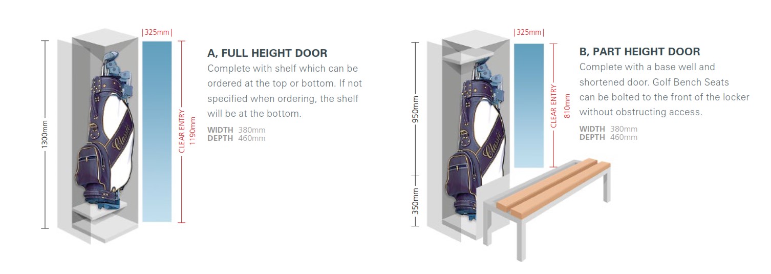 Golf locker dimensions