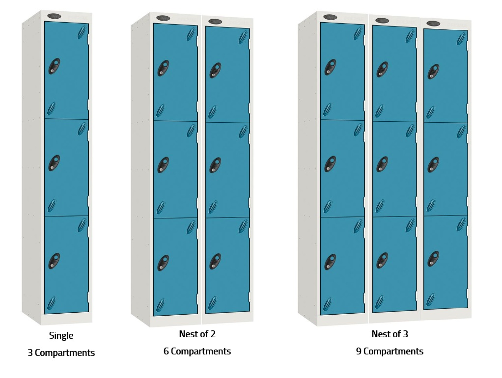 Probe Metric Colour Range Three Door Locker Nests