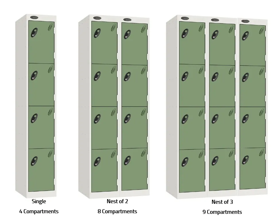 Probe Metric Colour Range Four Door Locker Nests