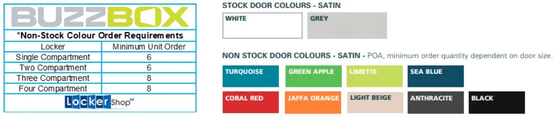 Buzzbox Colour Options Buzzbox Colour Options