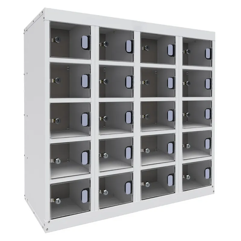 Clear Perspex Twenty Door Low Dual USB Mobile Phone Charging Locker