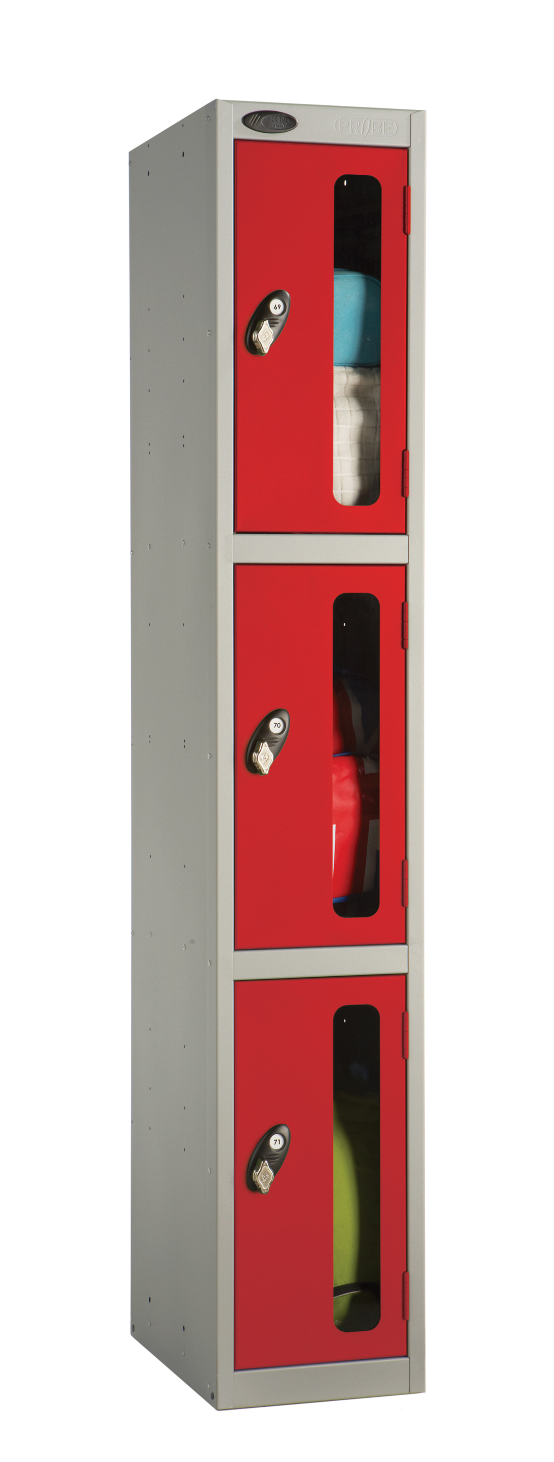 Three Compartment Vision Panel Security Locker