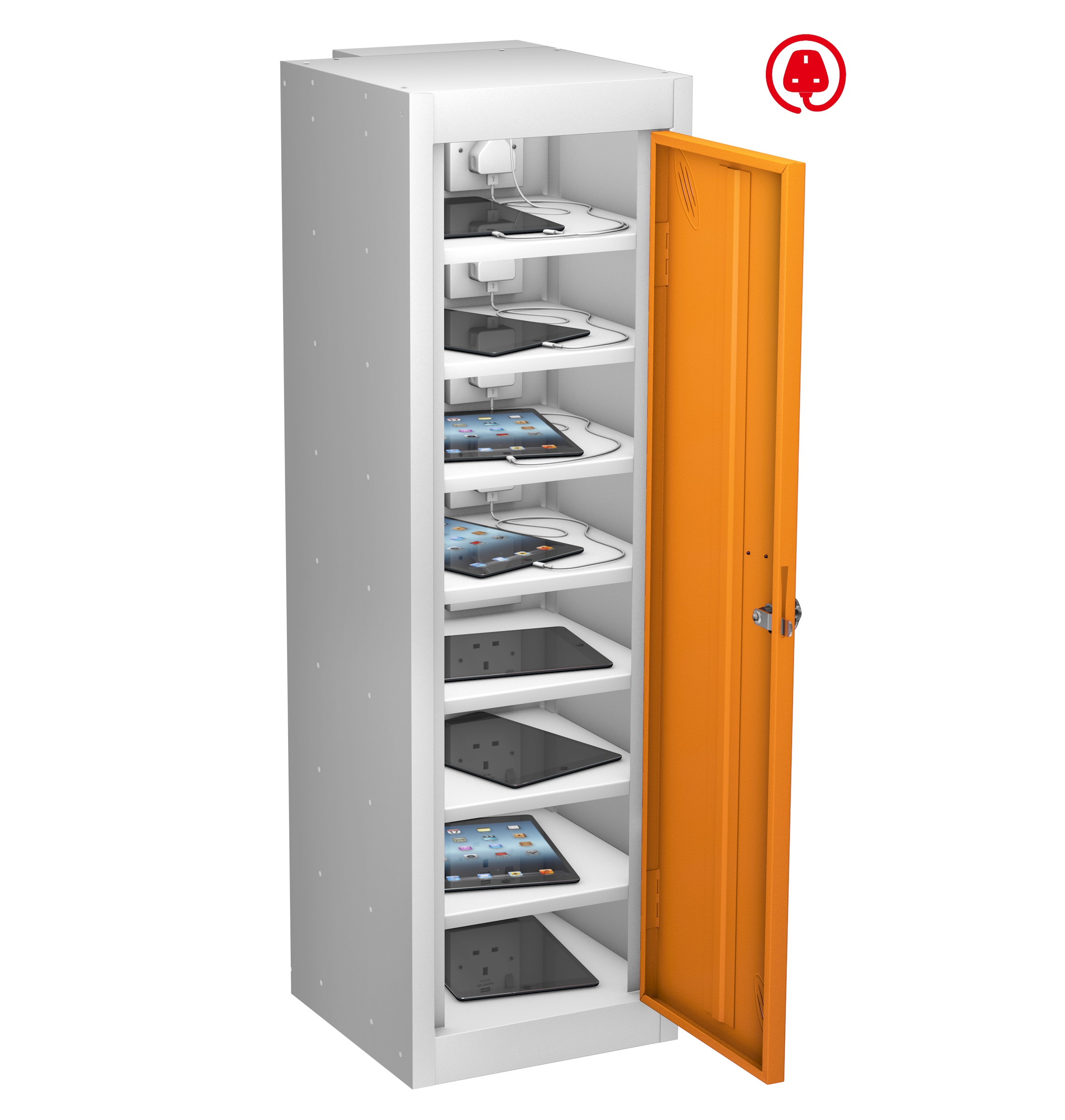 Low TABLET Charging Locker Single Door 8 Shelf