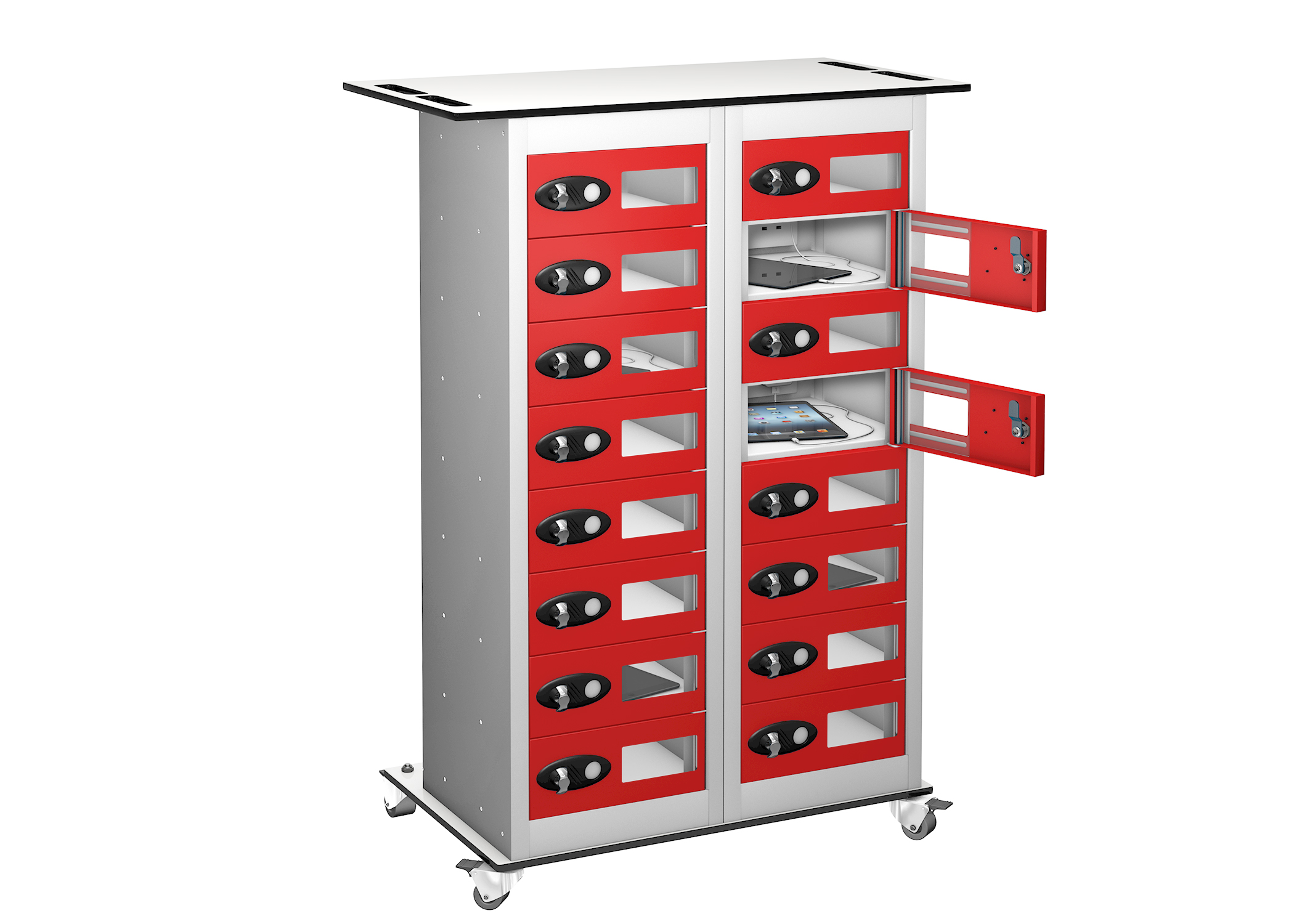 Trolley - VISION PANEL Tablet Storage Locker -16 Compartments - 16 doors (Non Charging)