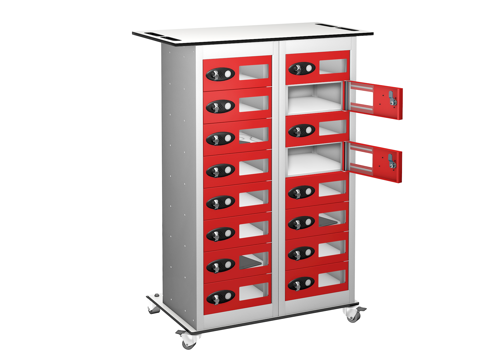 Vision Panel TABLET Charging Trolley 16 Compartments 16 doors